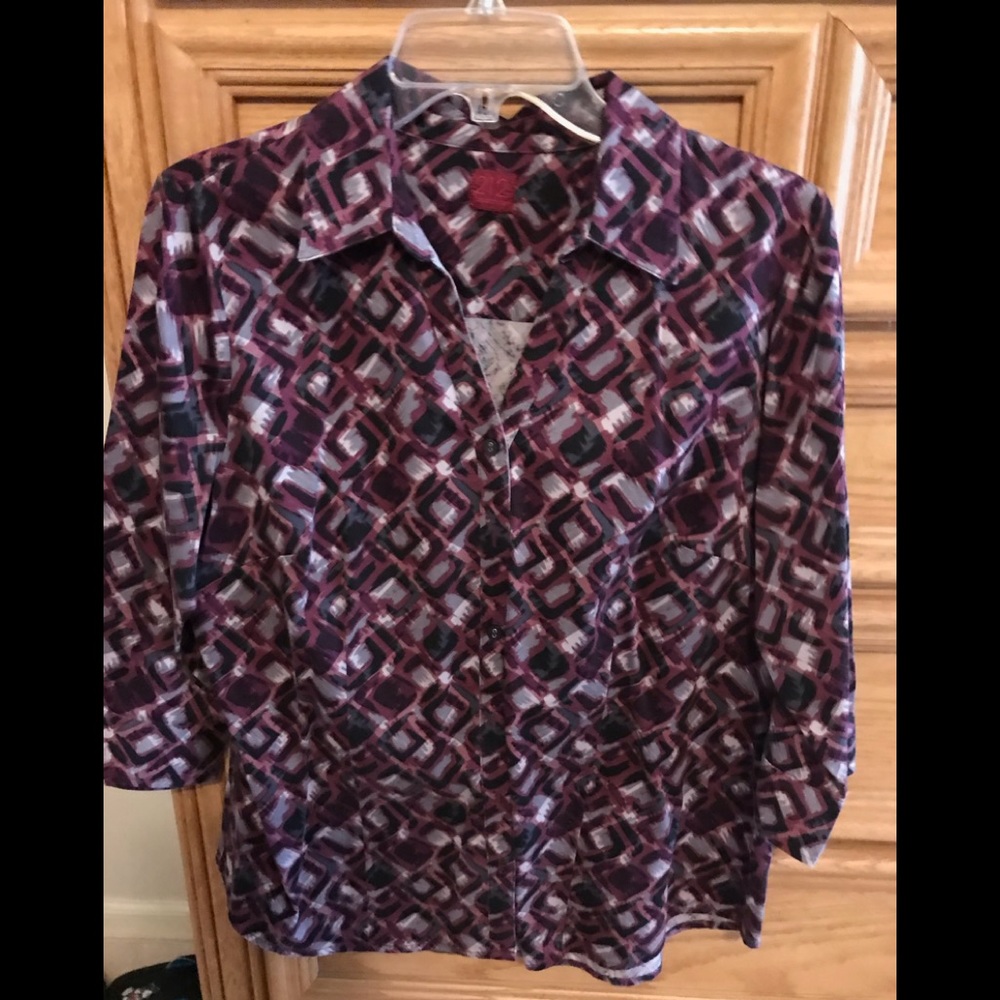 212 Collection V-Neck Button Down Blouse